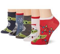 STAR WARS Paquete de 5 calcetines invisibles Mandalorian Holiday para mujer, Sorbete Rojo, 9-11