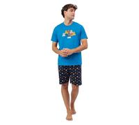 Star Wars Pijama Hombre Game Wars de Algodón con Manga Corta Cuello Redondo Pantalón Corto Detalles en Relieve y Diseño de Verano Color Azul Talla L