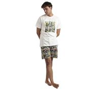 Star Wars Pijama Hombre Old Comic de Algodón con Manga Corta Cuello Redondo Pantalón Corto Estampado Multicolor y Dibujo Frontal de Verano Color Crudo