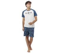 Star Wars Pijama Hombre Summer Force de Algodón con Manga Corta Cuello Redondo Pantalón Corto Detalles en Relieve y Diseño de Verano Color Crudo Talla M