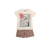 Star Wars Pijama Niño Lino Cut de Algodón con Manga Corta Cuello Redondo Pantalón Corto Estampado Bolsillo Trasero y Detalles en Relieve Color Crudo T
