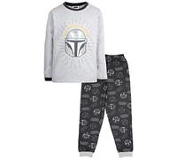 Star Wars - Pijamas para niños - Pijamas de manga larga gris y negro con Mandalorian - Ropa de dormir 100% algodón - Mercancía oficial, gris, 11-12 años