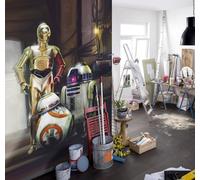 Komar Papel Pintado de Vinilo, BB-8 Star Wars Tres droides C-3PO Producto, Multicolor, 4 Piezas