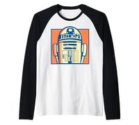 Star Wars Pop Art Style R2-D2 Boxed Close Up Portrait Camiseta Manga Raglan