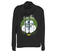 STAR WARS R2 Wreath Women's Cowl Neck Long Sleeve Knit Top, Black, Large