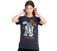 Star Wars R2D2 Marker Camiseta de Mujer, Azul Marino Profundo, L
