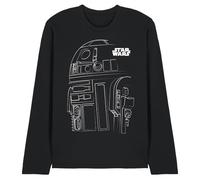 Star Wars R2D2 Outline Unisex Long Sleeve T Shirt, Black, Medium