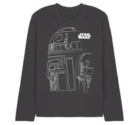 Star Wars R2D2 Outline Unisex Long Sleeve T Shirt, Charcoal, Large
