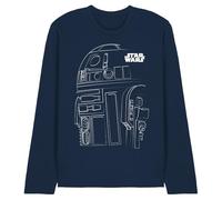 Star Wars R2D2 Outline Unisex Long Sleeve T Shirt, Navy, Medium