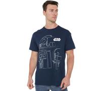 Star Wars Contorno R2d2 Camiseta, Azul Marino, L para Hombre