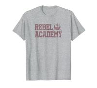 Star Wars Rebel Academy Collegiate Logo Camiseta, Hombre, Gris Jaspeado, 4XL