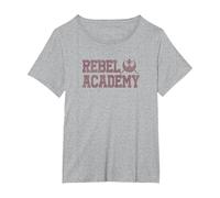 Star Wars Rebel Academy Collegiate Logo Camiseta, Mujer Tallas Grandes, Gris Jaspeado, 4XL Grande