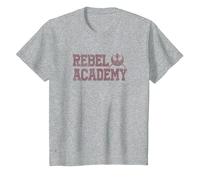 Star Wars Rebel Academy Collegiate Logo Camiseta, Niños, Gris Jaspeado, 4 años