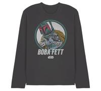 Star Wars Retro Boba Unisex Long Sleeve T Shirt, Charcoal, Large