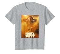 Star Wars The Book of Boba Fett Boba and Fennec Sand Poster Camiseta, Niños, Gris Jaspeado, 3 años