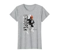 Star Wars: The Clone Wars Clone Trooper First In Camiseta, Mujer, Gris Jaspeado, XL