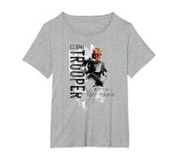 Star Wars: The Clone Wars Clone Trooper First In Camiseta, Mujer Tallas Grandes, Gris Jaspeado, 1XL Grande