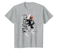 Star Wars: The Clone Wars Clone Trooper First In Camiseta, Niños, Gris Jaspeado, 8 años