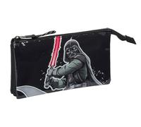 Star Wars The Fighter - Portatodo Triple, Estuche Infantil, Estuche Niño, Ideal para Niños en Edad Escolar, Cómodo y Versátil, Calidad y Resistencia, 22x3x12 cm, Color Negro