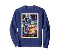 Star Wars The Mandalorian and Grogu The Child Trading Card Sudadera, Unisex para Adultos, Azul Marino, M