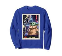 Star Wars The Mandalorian and Grogu The Child Trading Card Sudadera, Unisex para Adultos, Azul Real, S