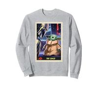 Star Wars The Mandalorian and Grogu The Child Trading Card Sudadera, Unisex para Adultos, Gris Jaspeado, L