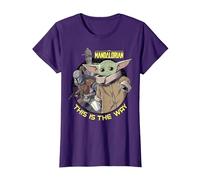 Star Wars: The Mandalorian Child Group Shot This Is The Way Camiseta, Mujer, Morado, XL