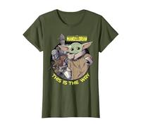 Star Wars: The Mandalorian Child Group Shot This Is The Way Camiseta, Mujer, Verde Oliva, S