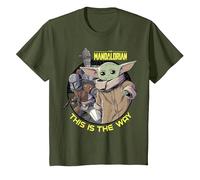 Star Wars: The Mandalorian Child Group Shot This Is The Way Camiseta, Niños, Verde Oliva, 10 años