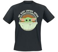 Star Wars The Mandalorian - Eat. Sleep. Levitate. Repeat. - Grogu Hombre Camiseta Negro L