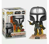 Funko Pop! Star Wars The Mandalorian with Blaster Flying Glow in The Dark Inside Club Exclusive