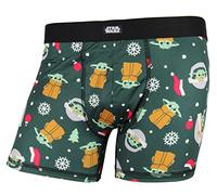 Star Wars The Mandalorian Grogu Baby Yoda - Calzoncillos bóxer para hombre, diseño navideño, forro polar verde con licencia oficial de star wars silent one crew., XX-Large