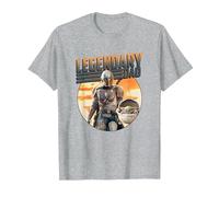 Star Wars The Mandalorian & Grogu Dia del Padre Legend Badge Camiseta, Hombre, Gris Jaspeado, L