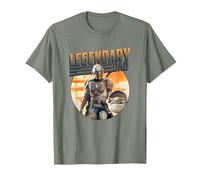 Star Wars The Mandalorian & Grogu Dia del Padre Legend Badge Camiseta, Hombre, Verde Militar Jaspeado, 3XL