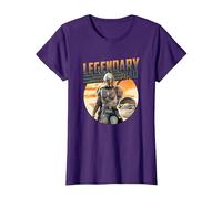 Star Wars The Mandalorian & Grogu Dia del Padre Legend Badge Camiseta, Mujer, Morado, L