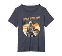 Star Wars The Mandalorian & Grogu Dia del Padre Legend Badge Camiseta, Mujer Tallas Grandes, Azul Jaspeado, 3XL Grande