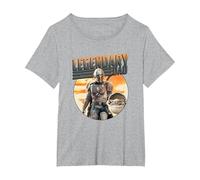 Star Wars The Mandalorian & Grogu Dia del Padre Legend Badge Camiseta, Mujer Tallas Grandes, Gris Jaspeado, 3XL Grande
