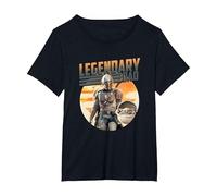 Star Wars The Mandalorian & Grogu Dia del Padre Legend Badge Camiseta, Mujer Tallas Grandes, Negro, 1XL Grande