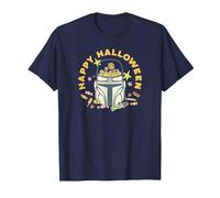 Star Wars The Mandalorian Grogu Happy Halloween Candy Bucket Camiseta, Hombre, Azul Marino, 6XL