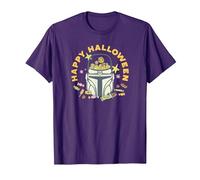 Star Wars The Mandalorian Grogu Happy Halloween Candy Bucket Camiseta, Hombre, Morado, S