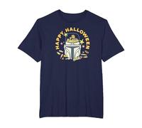 Star Wars The Mandalorian Grogu Happy Halloween Candy Bucket Camiseta, Hombre Tallas Grandes, Azul Marino, 6X Alto