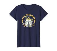Star Wars The Mandalorian Grogu Happy Halloween Candy Bucket Camiseta, Mujer, Azul Marino, S