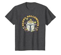 Star Wars The Mandalorian Grogu Happy Halloween Candy Bucket Camiseta, Niños, Jaspeado Oscuro, 6 años