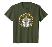 Star Wars The Mandalorian Grogu Happy Halloween Candy Bucket Camiseta, Niños, Verde Oliva, 6 años