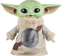 Star Wars The Mandalorian & Grogu Peluche de Grogu de 28 cm de Altura con diseño de Rondel Bordado en el Pecho, Cabeza de Vinilo y Cuerpo y Manos de Peluche blanditos, JKN43