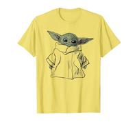 Star Wars The Mandalorian Grogu Portrait Illustration Camiseta, Hombre, Limón, L