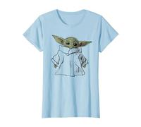 Star Wars The Mandalorian Grogu Portrait Illustration Camiseta, Mujer, Azul Bebé, M