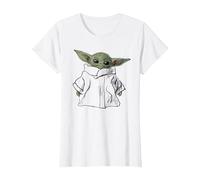 Star Wars The Mandalorian Grogu Portrait Illustration Camiseta, Mujer, Blanco, S