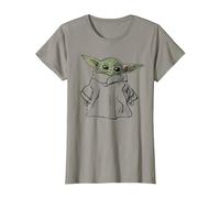 Star Wars The Mandalorian Grogu Portrait Illustration Camiseta, Mujer, Pizarra, XL