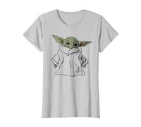 Star Wars The Mandalorian Grogu Portrait Illustration Camiseta, Mujer, Plata, L